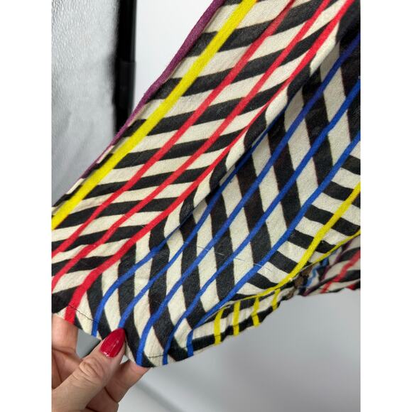 Anthropologie Conditions Apply Patchwork Stripe Babydoll Tunic XL Rainbow Artsy - Picture 13 of 14